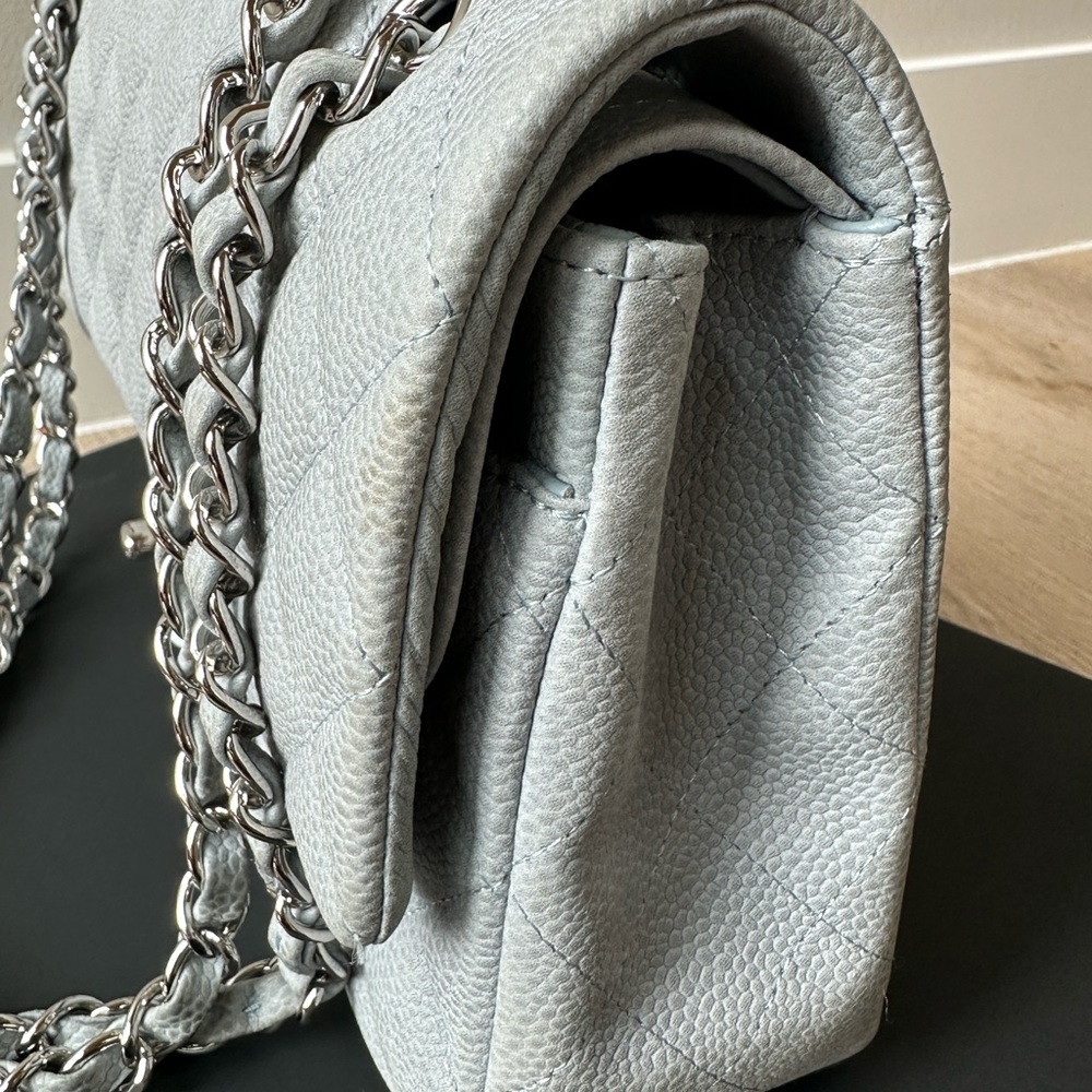 CHANEL Small Classic Handbag (Dove Grey | Light Blue with silver hardware) - Picture 8 of 10